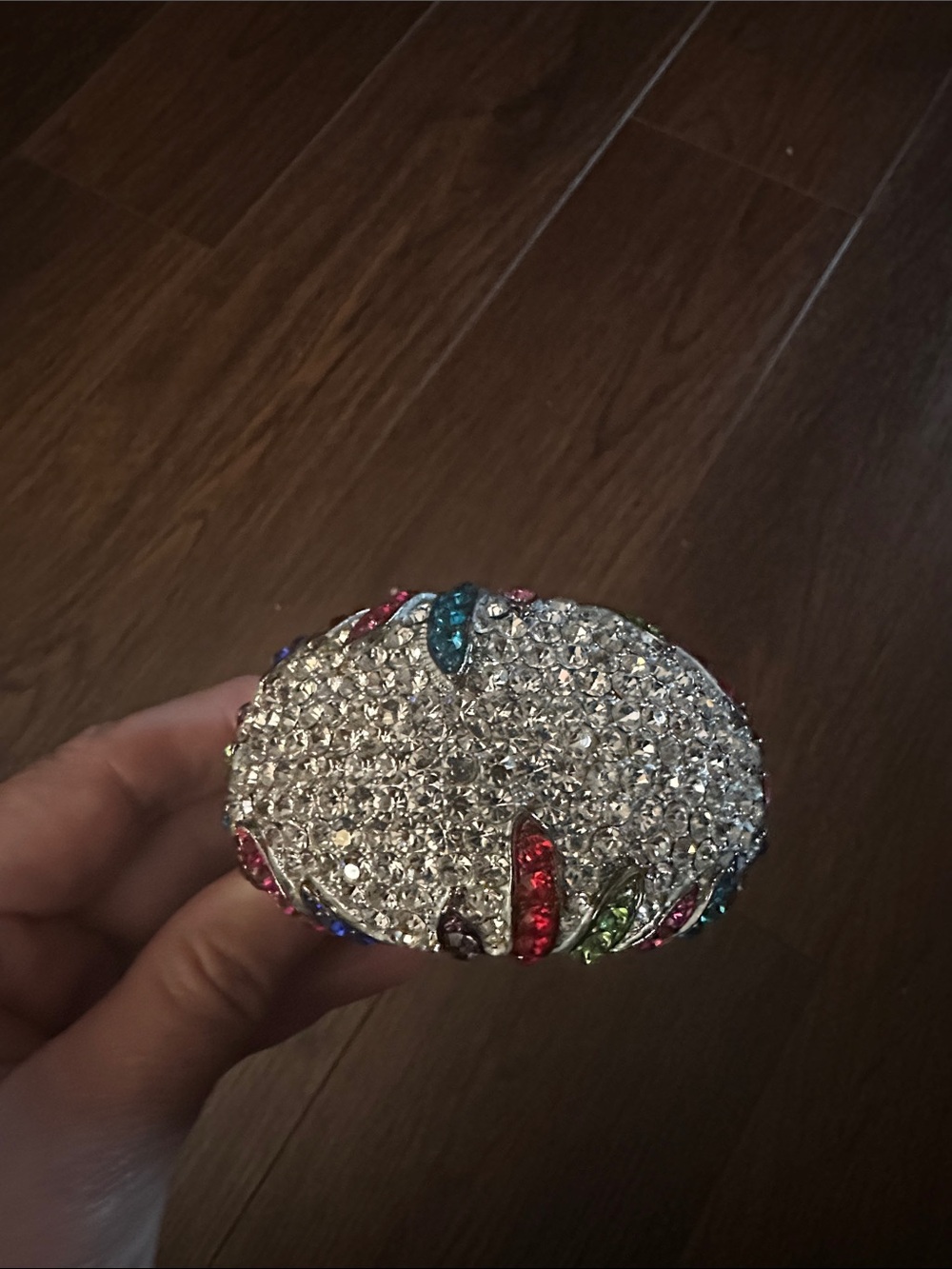 Multicolor Crystal Pavé Oval Bracelet - Sparkling Silver Finish